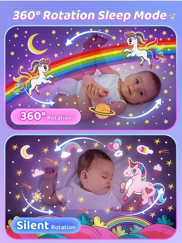 Musical Carousel Night Light, Rotating Bunny Design, LED Star Projector Lamp